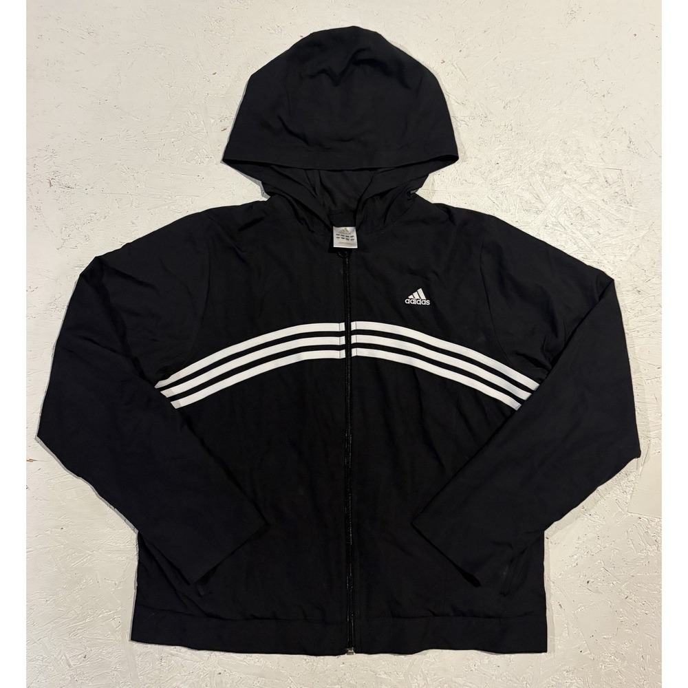 Vintage Y2K Adidas Track Jacket 3 Stripe Mens‎ Large Black Soccer 2005 Full Zip